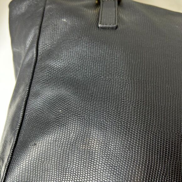 Marc By Marc Jacobs Black Reptile Textured Leather Dual Handle Tote Bag - Picture 9 of 13